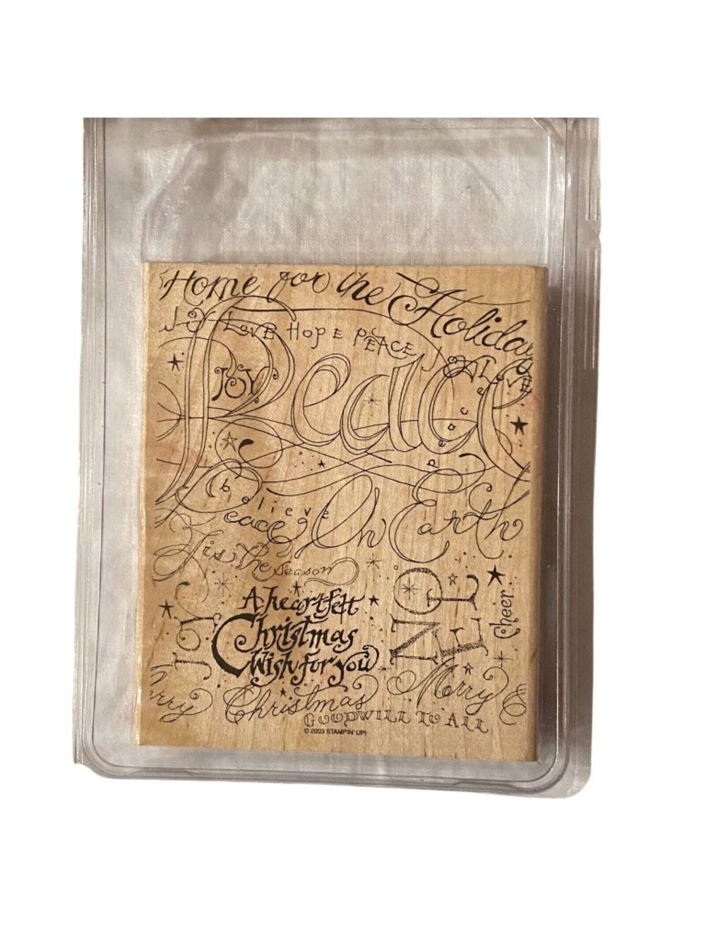 VTG Stampin Up! Heartfelt Holiday Rubber Stamp Good Condition Crafting Tool 2003